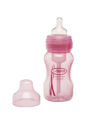 Бутылочка для кормления Dr.Brown's (Доктор Браун) Natural Flow c широким горлышком, пластик, 240 мл, для девочек